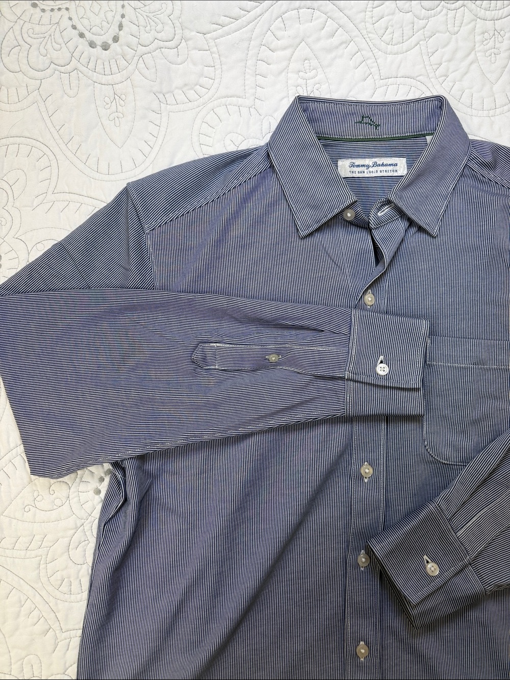 Tommy Bahama San Lucio Stretch Striped Dress Shirt - Men’s Button Down Small Top